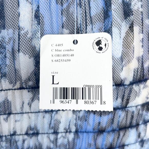 NWT Free People Hello There Smocked Mesh Top in Blue Combo Size Large - Picture 6 of 11